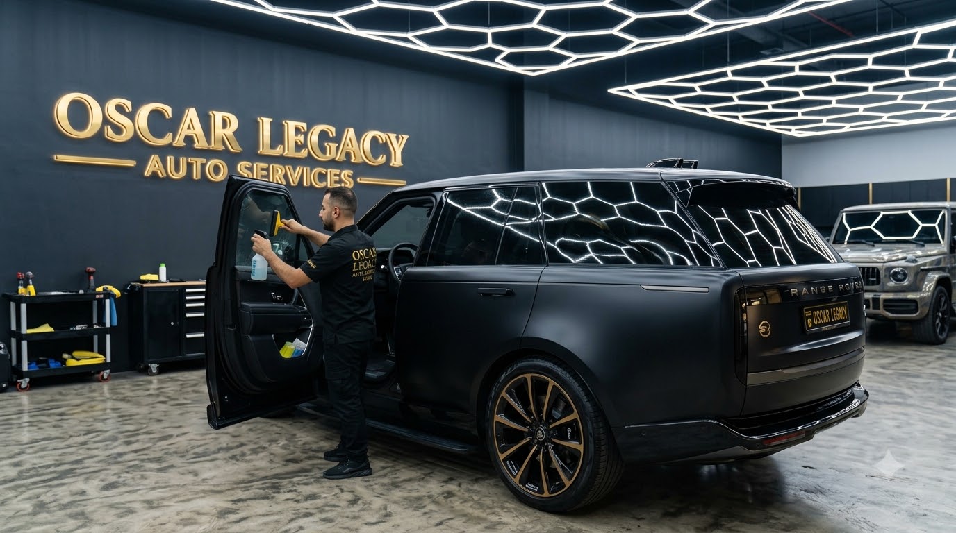 Precision Car Window Tinting Installation at Oscar Legacy Auto Services Dubai