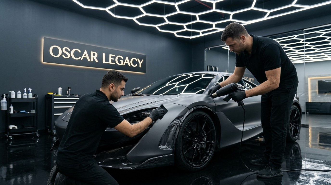 Cast Vinyl Car Wrap Installation Process at Oscar Legacy Auto Services Dubai